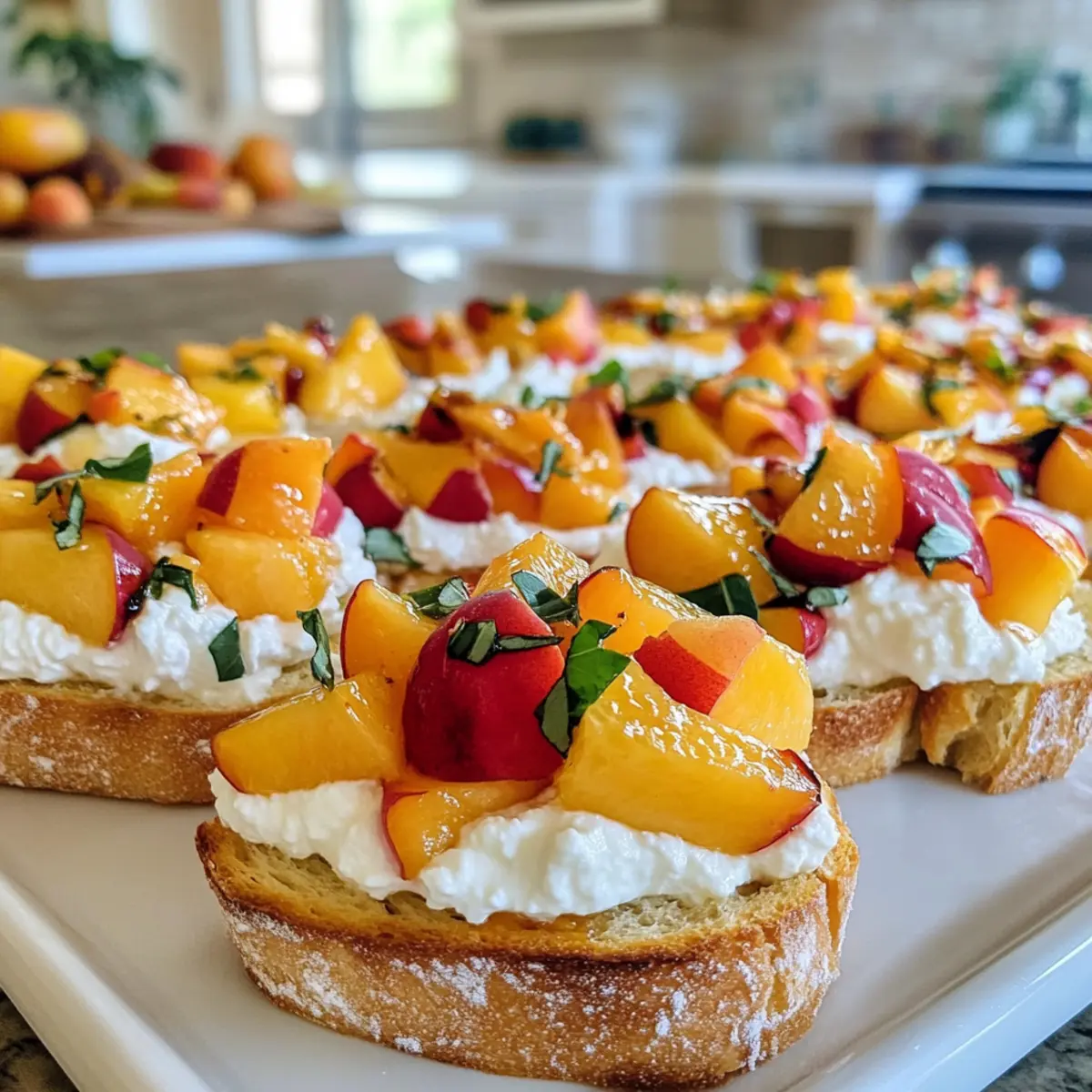 Delicious Peach Bruschetta With Creamy Whipped Ricotta Recipe for Summer