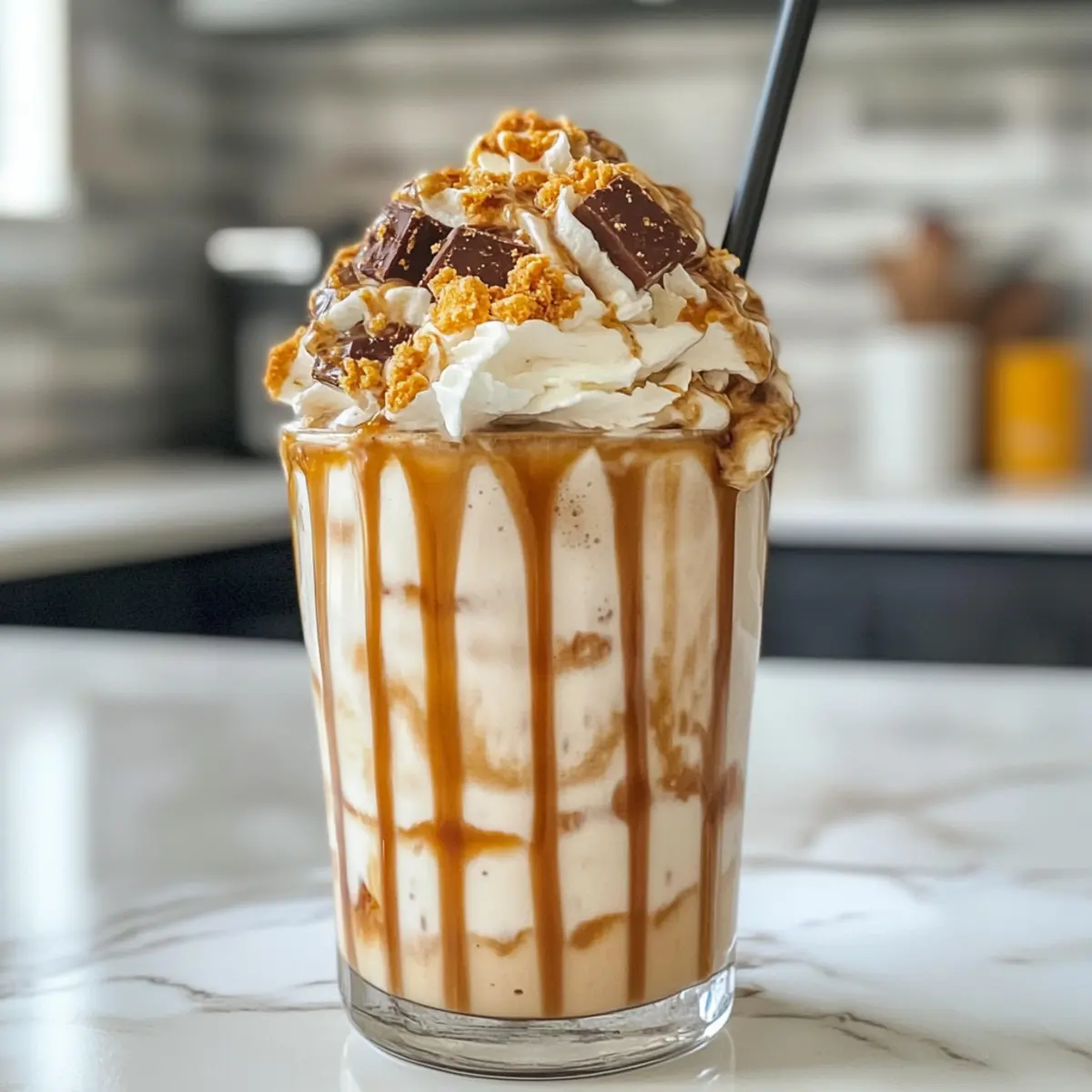 Deliciously Easy Creamy Snickers Frappuccino