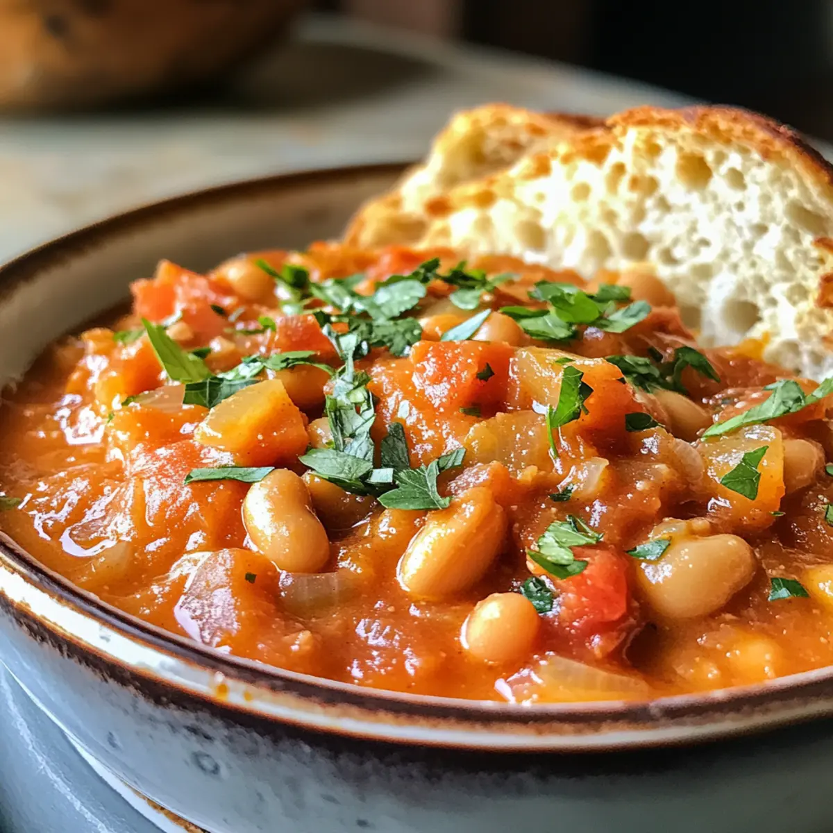 Rich Creamy Vegan Tomato White Bean Stew in 25 Minutes or Less