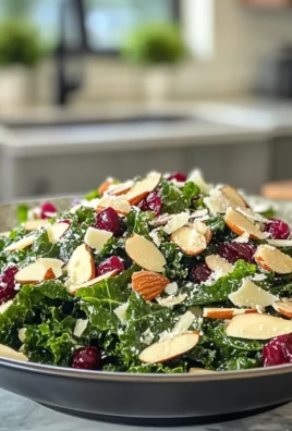 Crisp Simple Kale Salad with Parmesan, Almonds, and Cranberries