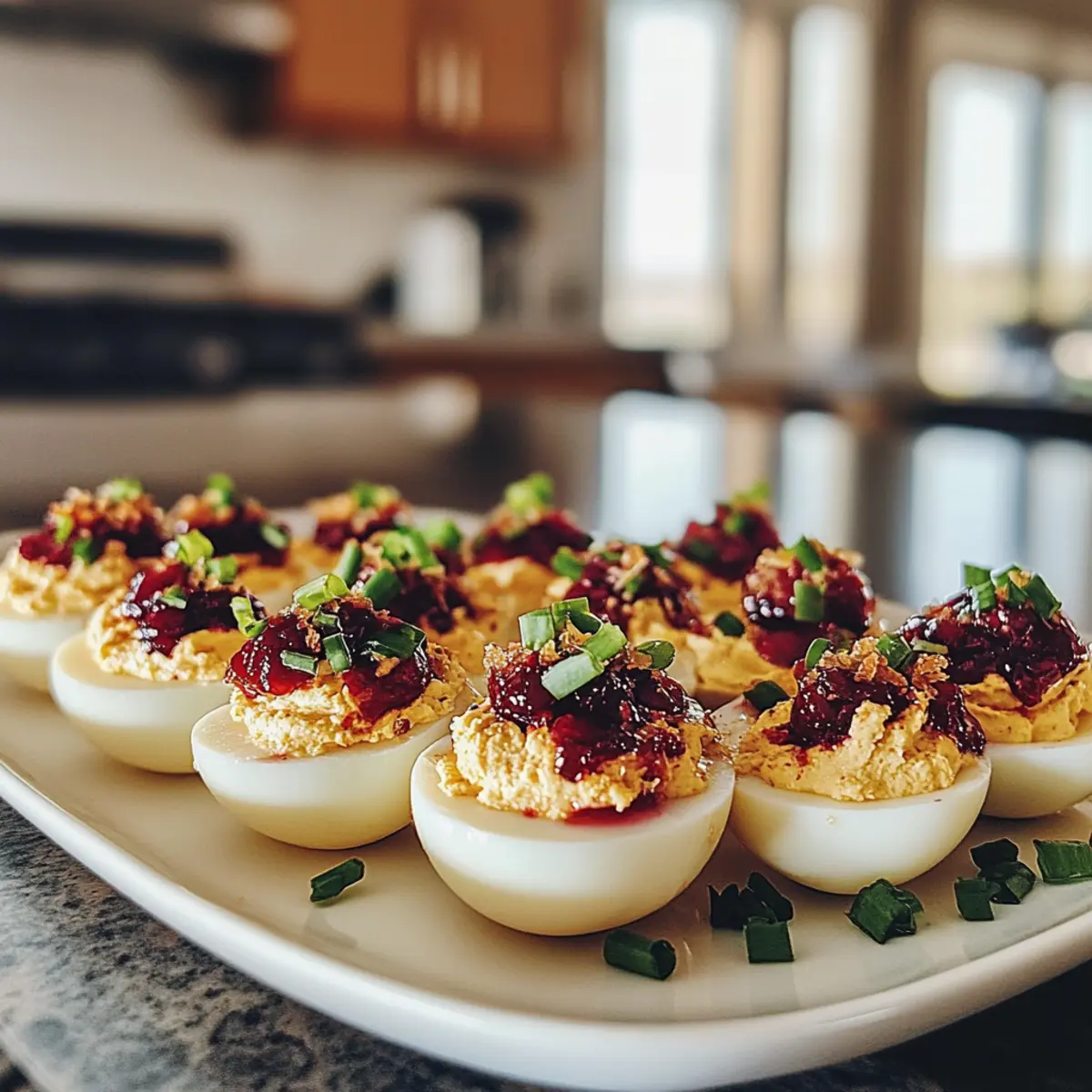 Savory Delicious Cranberry Deviled Eggs