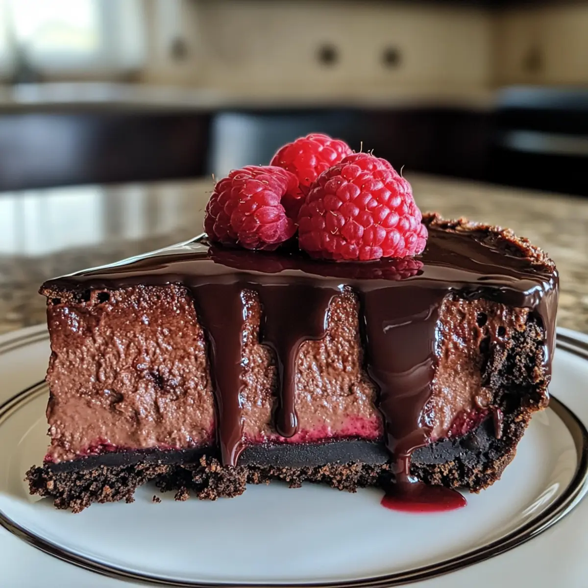 Decadent Dark Chocolate Raspberry Cheesecake