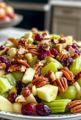 Refreshing Delicious Apple Salad with Celery, Grapes, Pecans & Cranberries