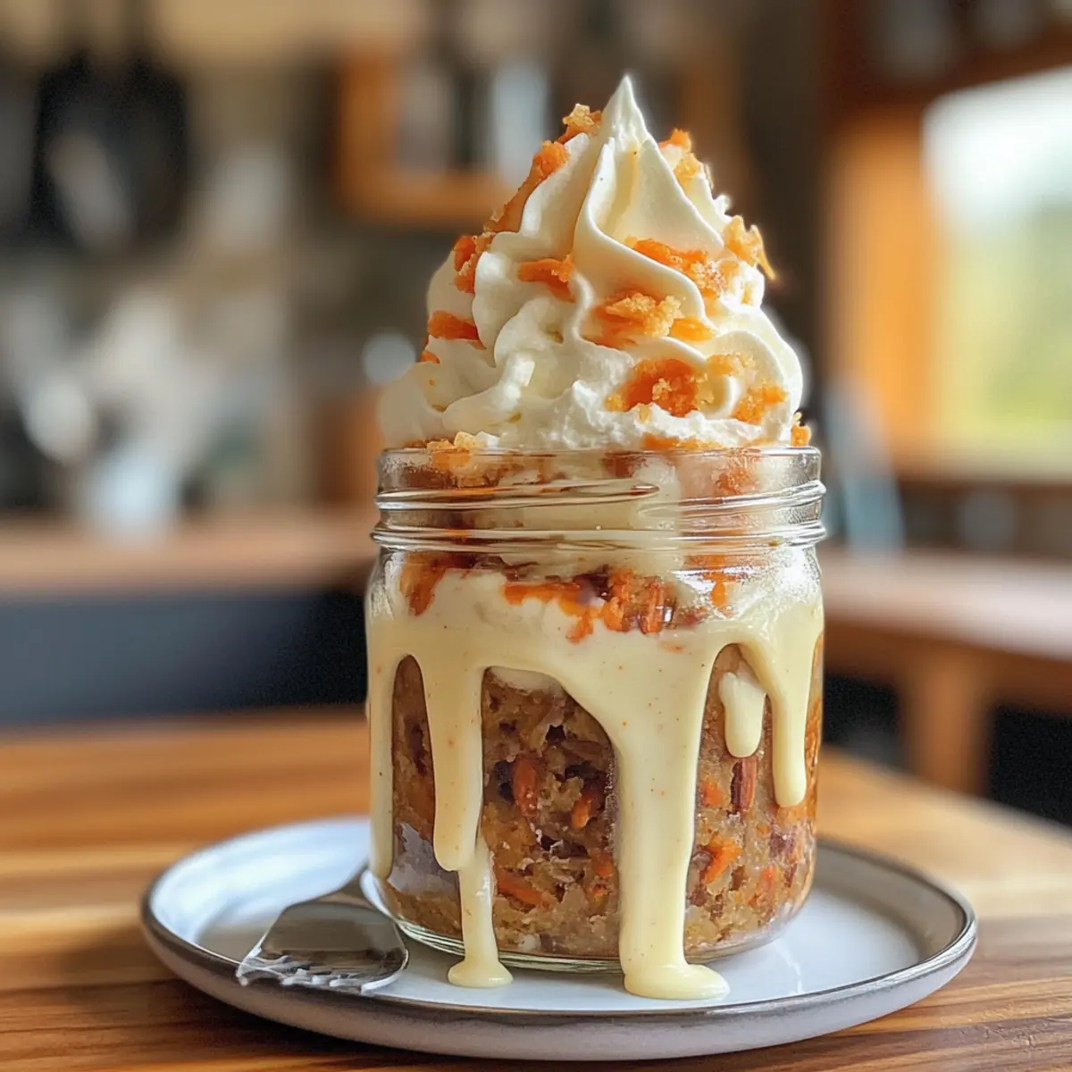 Delicious Moist Carrot Cake in a Jar with Cream Cheese Frosting