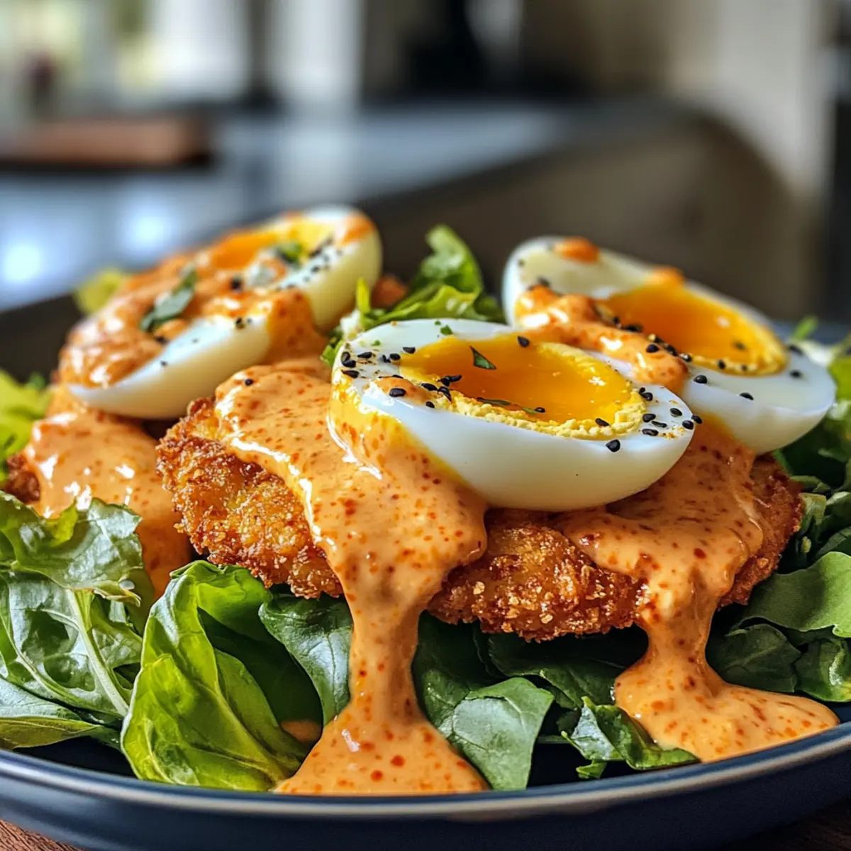 Savory Delicious Fried Egg Salad Recipe with Spicy Mayo in 15 Minutes