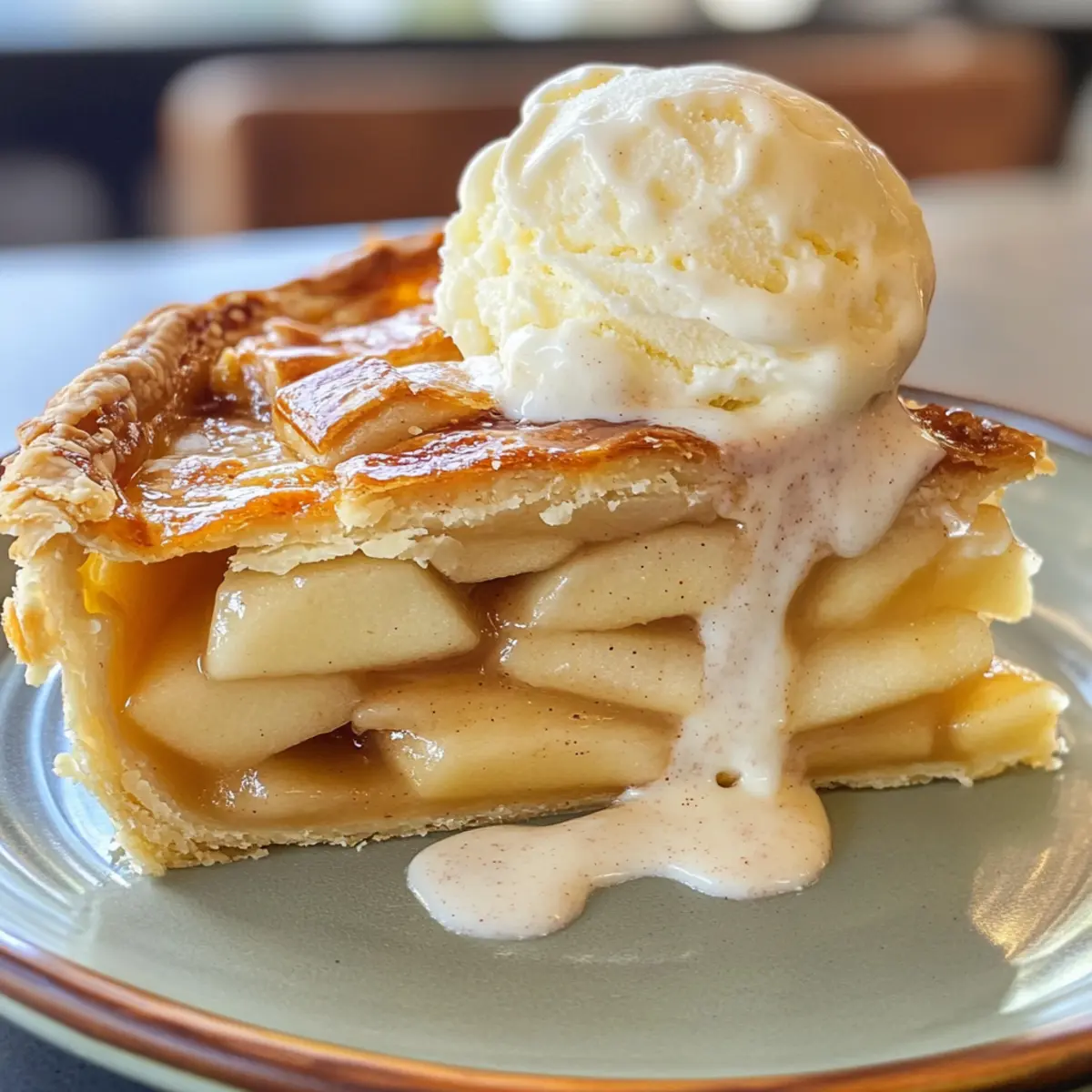 Irresistible Delicious Cinnamon Apple Pie à la Mode with Creamy Vanilla Ice Cream
