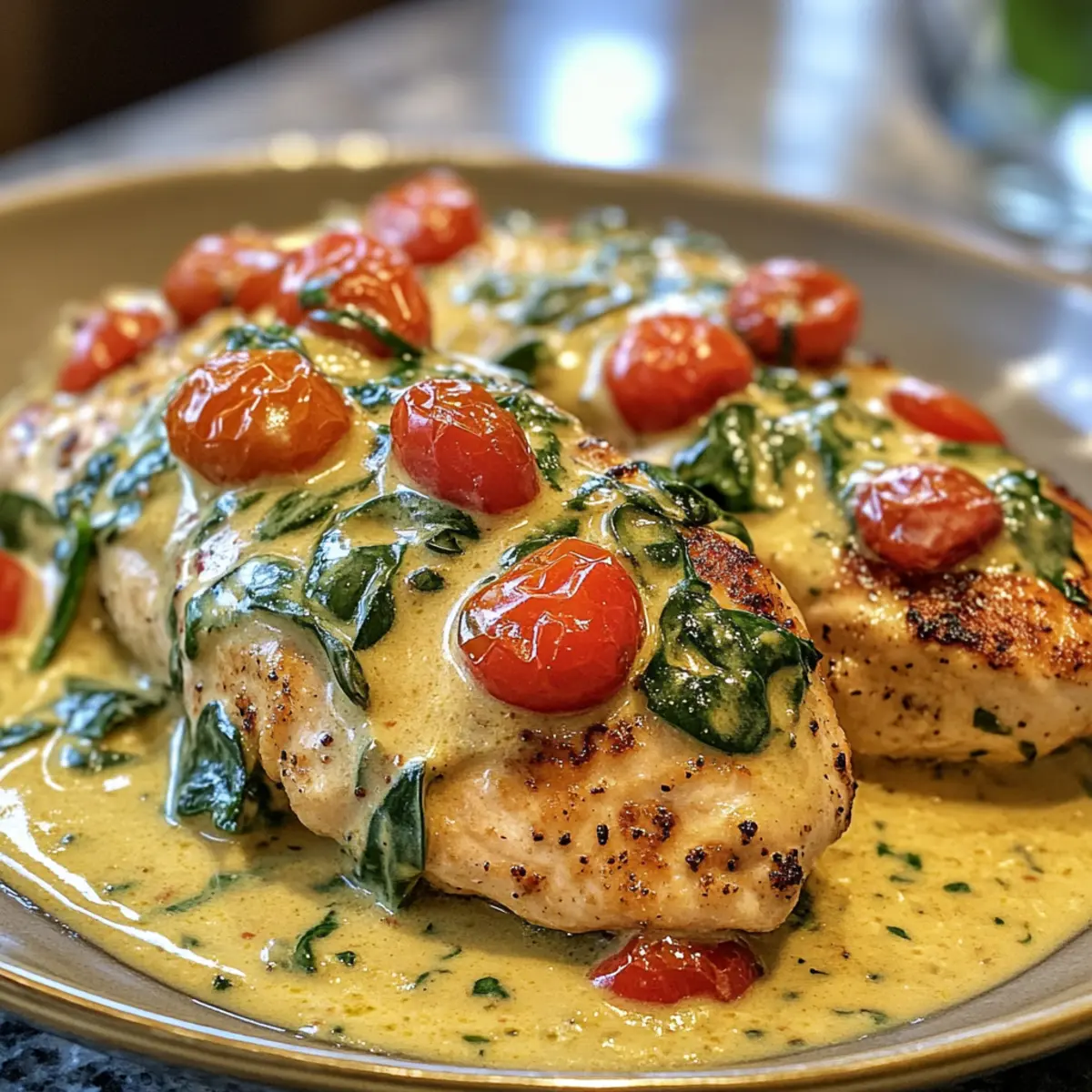 Creamy Ultimate Tuscan Chicken with Spinach and Cherry Tomatoes Recipe