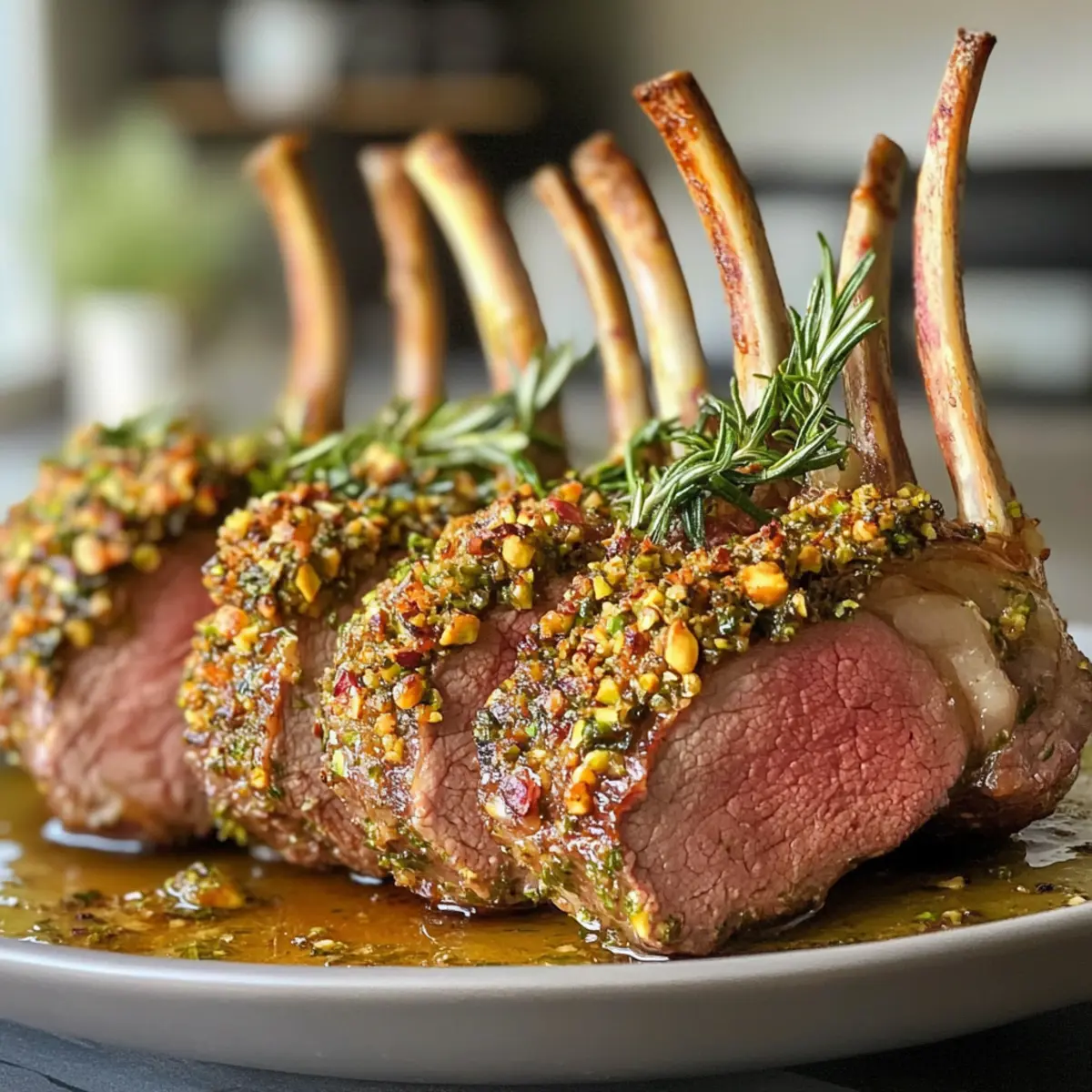 Irresistible Rosemary Garlic and Pistachio Crusted Rack of Lamb