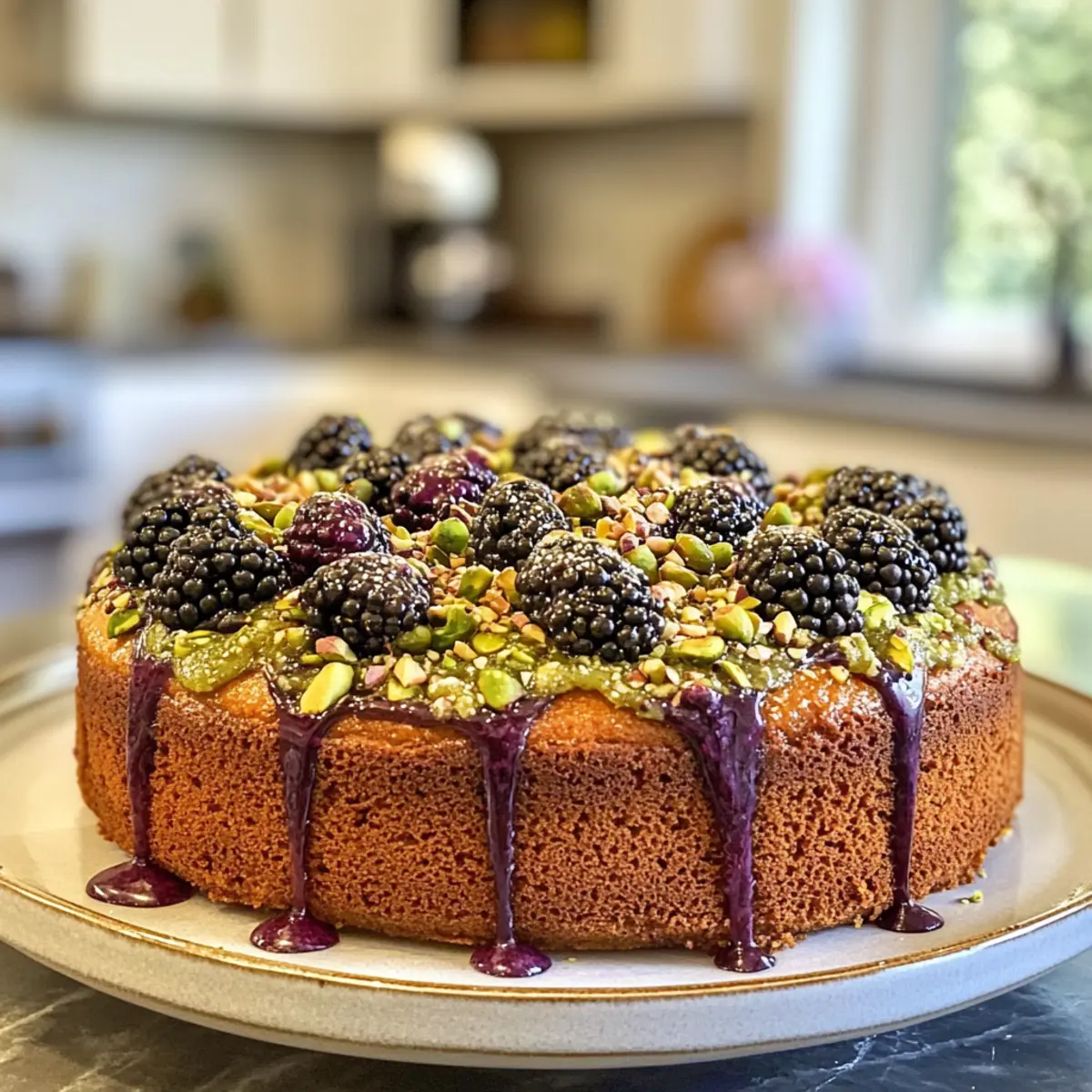 Irresistible Pistachio and Blackberry Olive Oil Cake