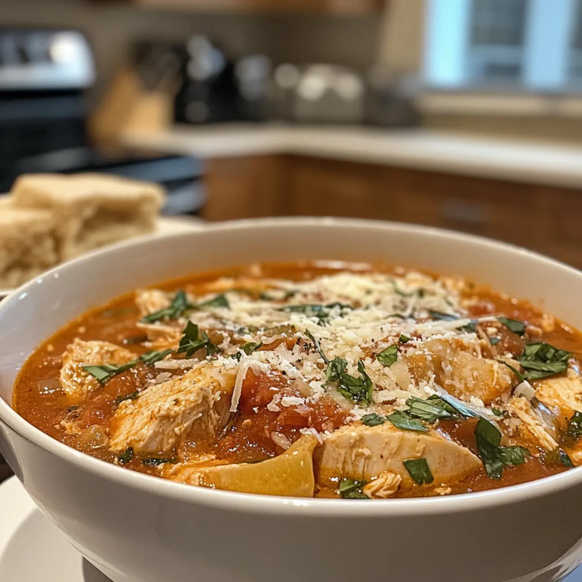 Easy Creamy Crockpot Chicken Parmesan Soup