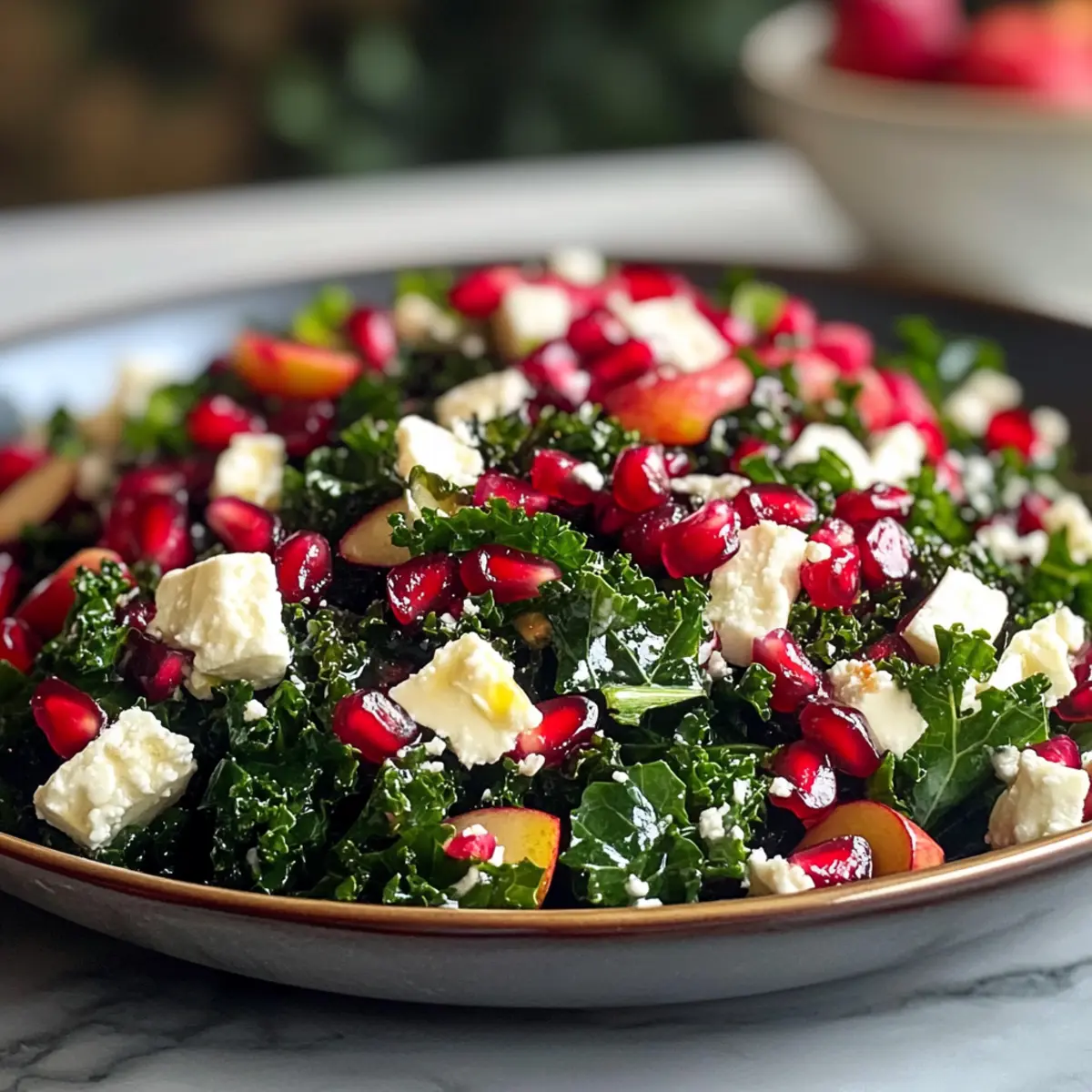 Vibrant Healthy Winter Salad with Pomegranate, Kale, and Feta