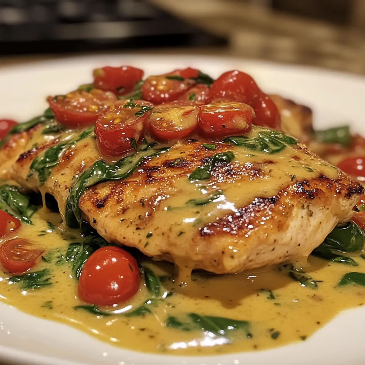 Creamy Savory Tuscan Chicken with Spinach and Cherry Tomatoes