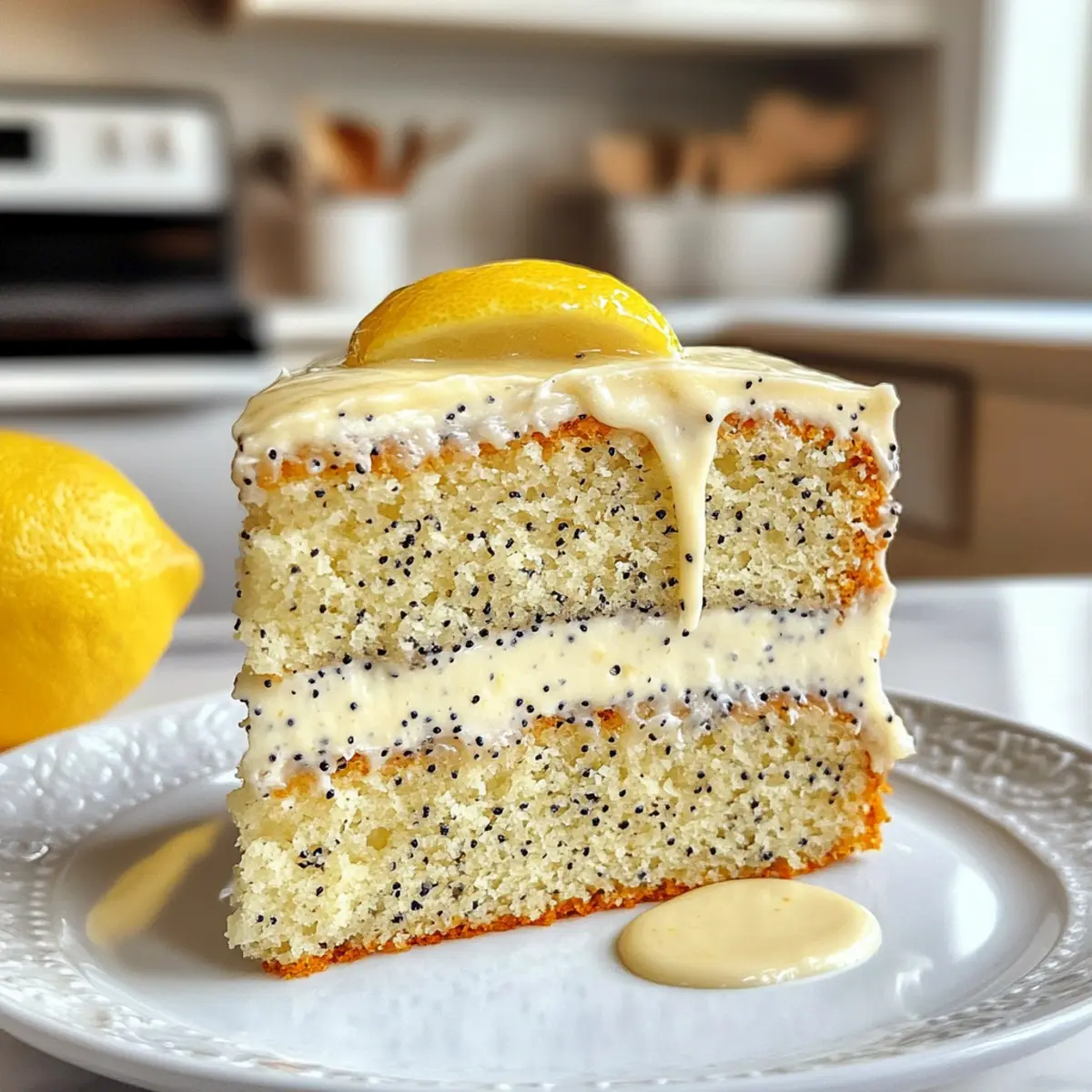Moist Rich Lemon Poppy Seed Cake Recipe with Creamy Frosting