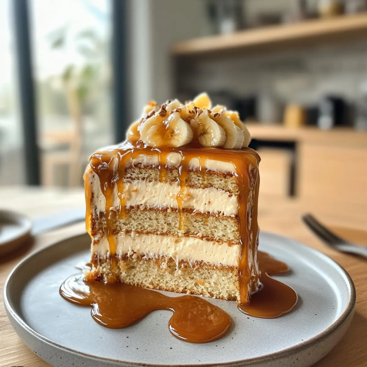 Light and Fluffy Decadent Banana Cream Cake with Salted Caramel Recipe