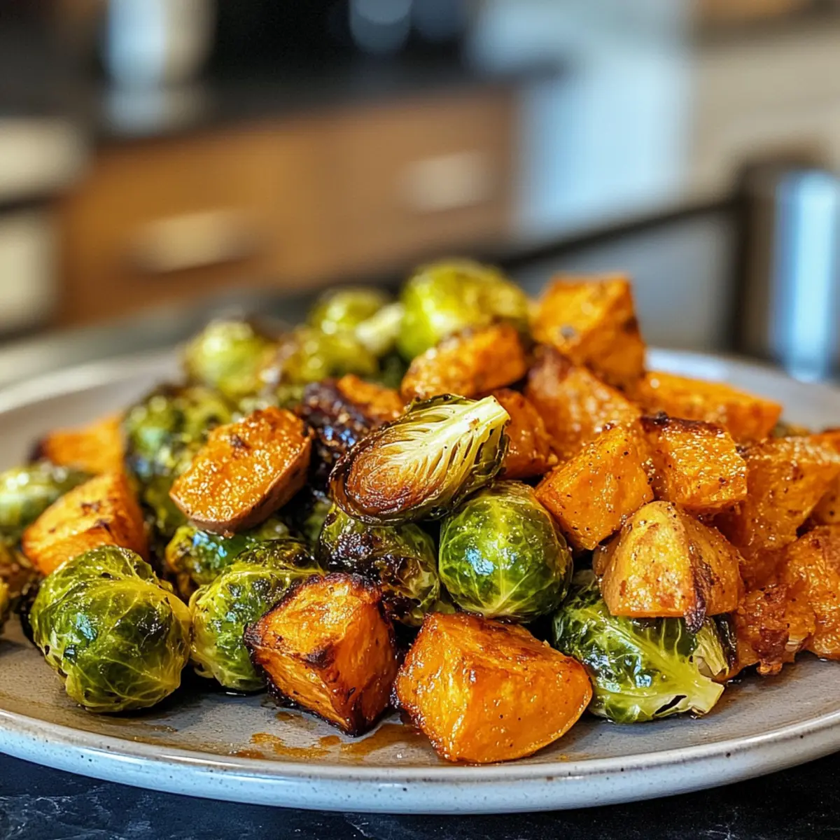 Savory Delicious Roasted Brussels Sprouts & Sweet Potatoes Recipe
