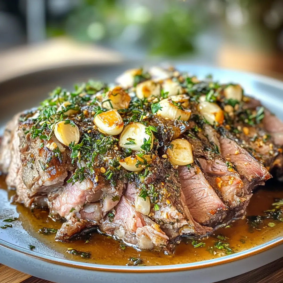 Succulent Slow Roasted Lamb Shoulder with Garlic and Herbs