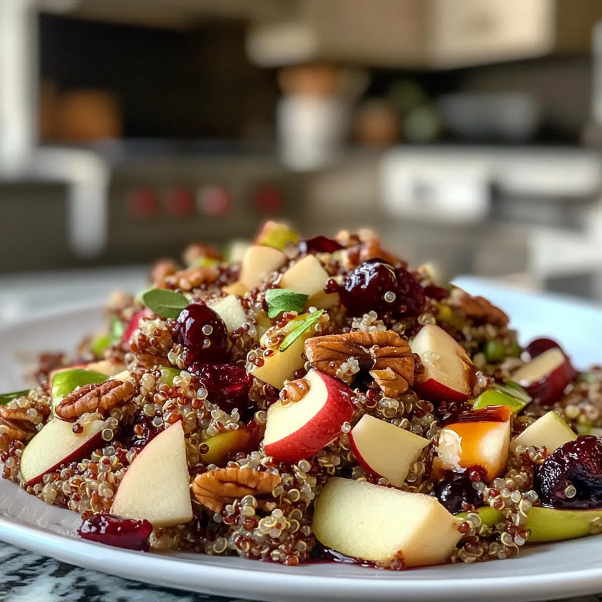 Delicious Cranberry Pecan Quinoa Salad with Apples and Maple Dressing