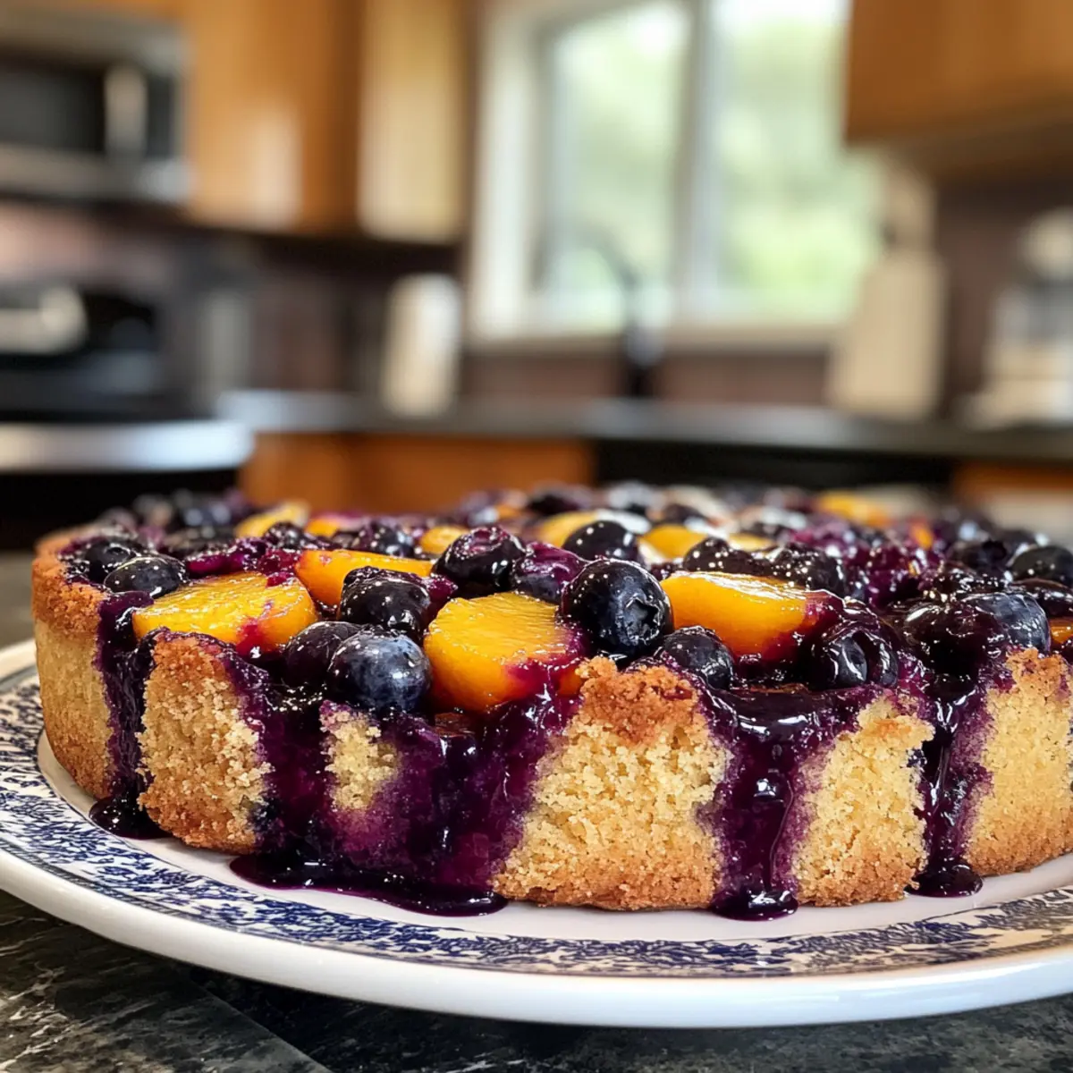 Irresistible Peach Blueberry Cake with Buttery Crust Recipe