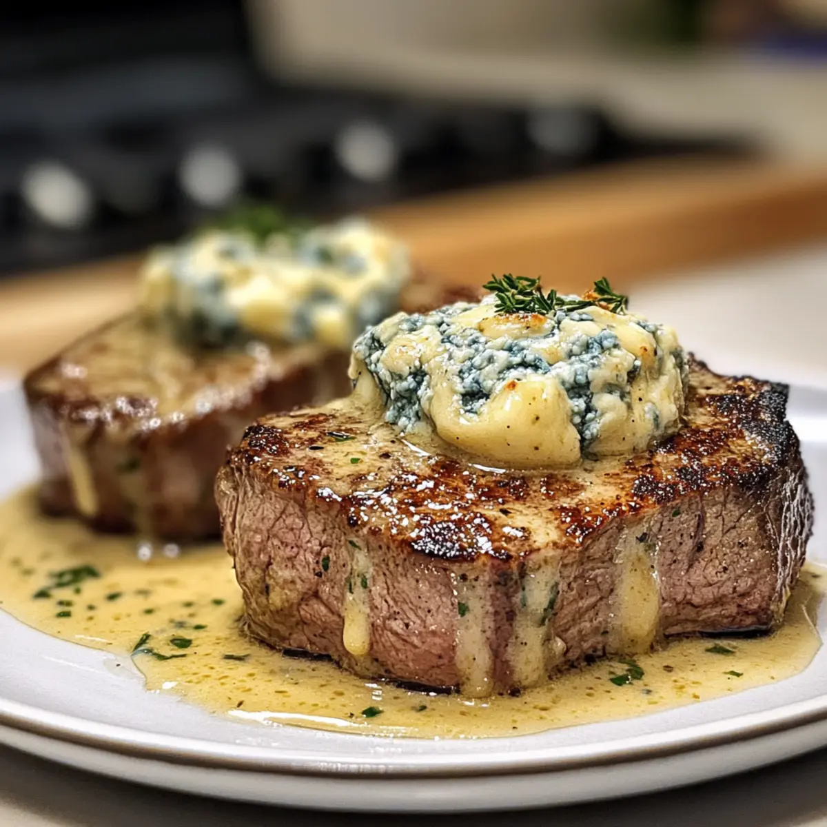 Savory Air Fryer Cheesy Garlic Steaks with Rich Blue Cheese Butter Recipe