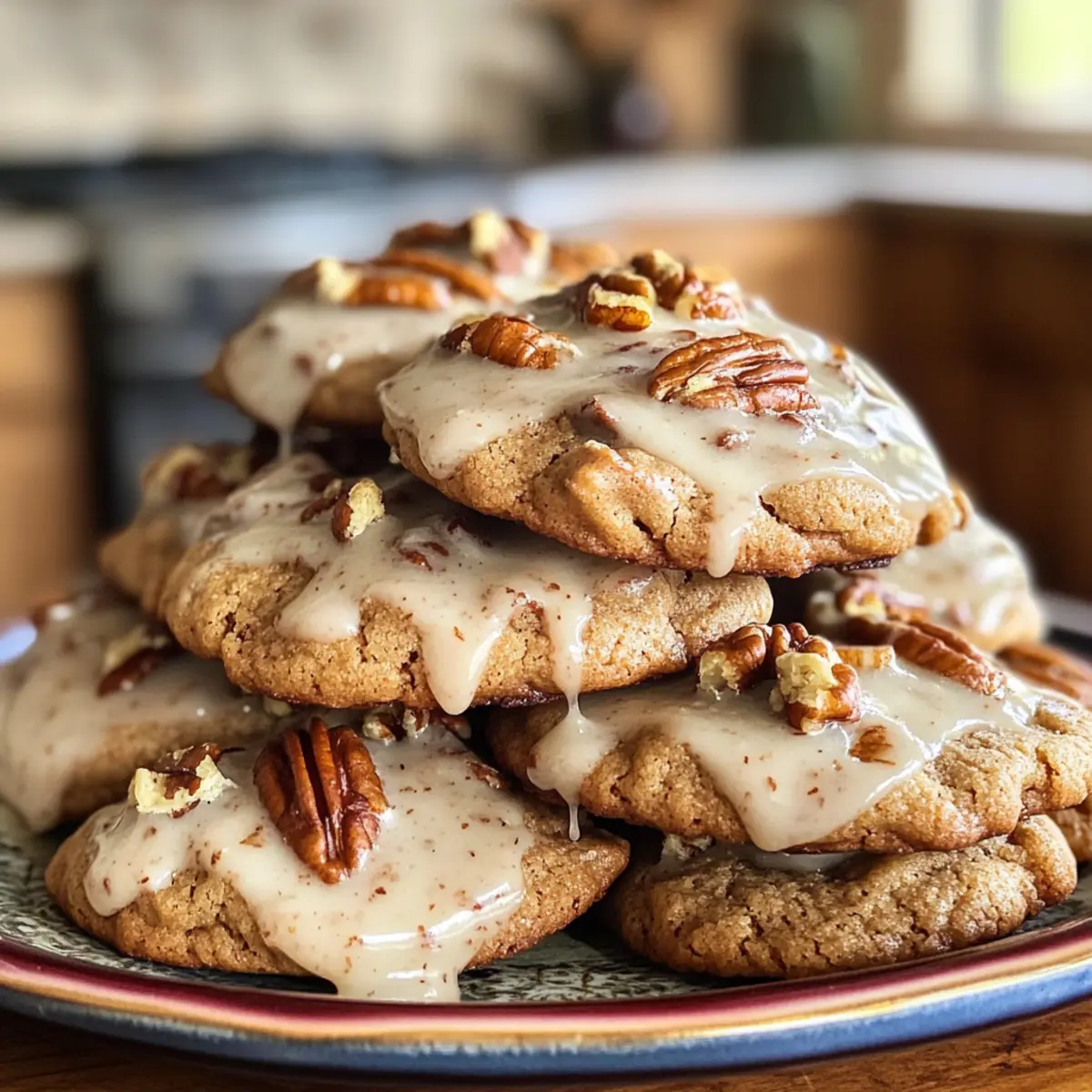Irresistible Chewy Brown Sugar Maple Cookies with Pecans and Icing