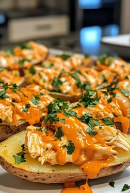 Irresistible Delicious Buffalo Chicken Potato Skins