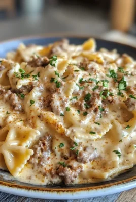 Cajun Cream Cheese Alfredo Bowties with Spiced Ground Beef