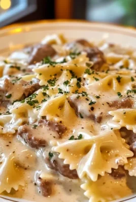 Creamy Parmesan Garlic Beef Bowtie Pasta