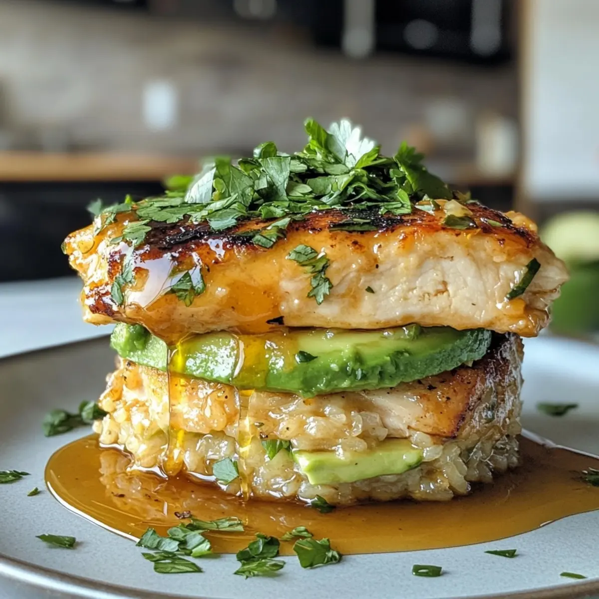 Tangy Honey Lime Chicken & Avocado Rice Stack That Delights